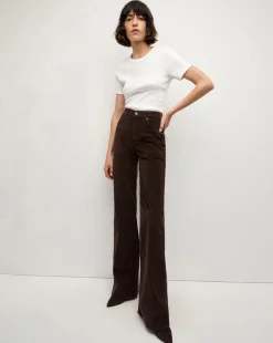 Crosbie Corduroy Wide-Leg Pant in Dark Chocolate>Veronica Beard Hot