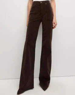 Crosbie Corduroy Wide-Leg Pant in Dark Chocolate>Veronica Beard Hot