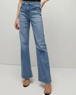 Crosbie Patch-Pocket Slim Wide-Leg Jeans in>Veronica Beard Outlet