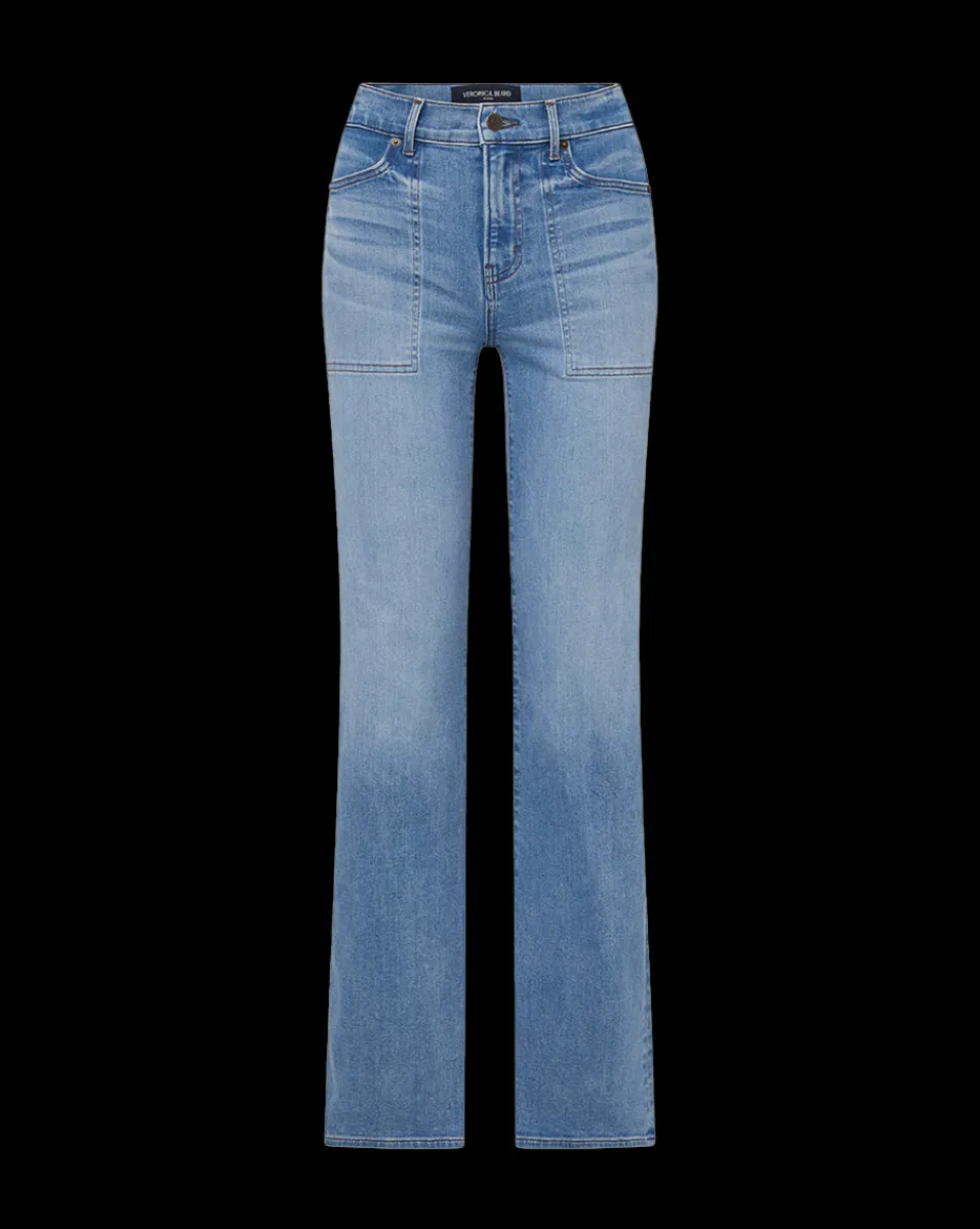 Crosbie Patch-Pocket Slim Wide-Leg Jeans in>Veronica Beard Outlet
