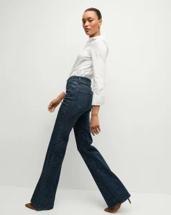Crosbie Rhinestone Wide-Leg Jean in Indigo Rinse><noscript><img width=