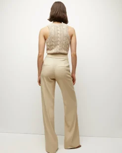 Cruz Stretch-Linen Pants in Stone Khaki><noscript><img width=