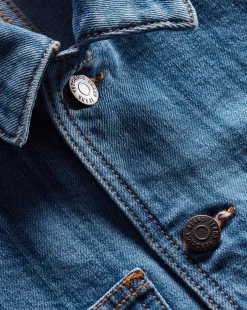 Dahl Striped Denim Jacket in Sapphire Stripe>Veronica Beard New