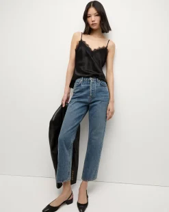 Daniela Cropped Straight-Leg Jean in Blue>Veronica Beard Clearance
