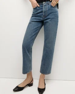 Daniela Cropped Straight-Leg Jean in Blue>Veronica Beard Clearance