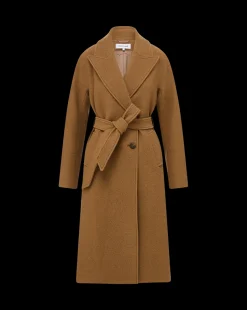 Della Wool Dickey Coat in Dark Camel><noscript><img width=