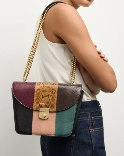 Double Link Patchwork Flap Bag in Cognac Multi>Veronica Beard Hot