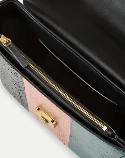 Double Link Patchwork Flap Bag in Cognac Multi><noscript><img width=