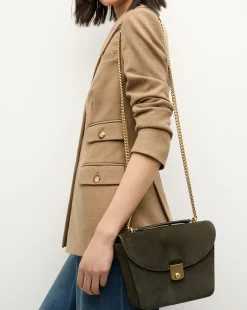 Double Link Suede Flap Bag in>Veronica Beard New
