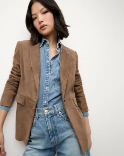 Duane Suede Dickey Jacket in Brown>Veronica Beard New