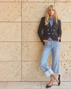 Dylan Cuffed Straight-Leg Jean in Silverwood Blue><noscript><img width=