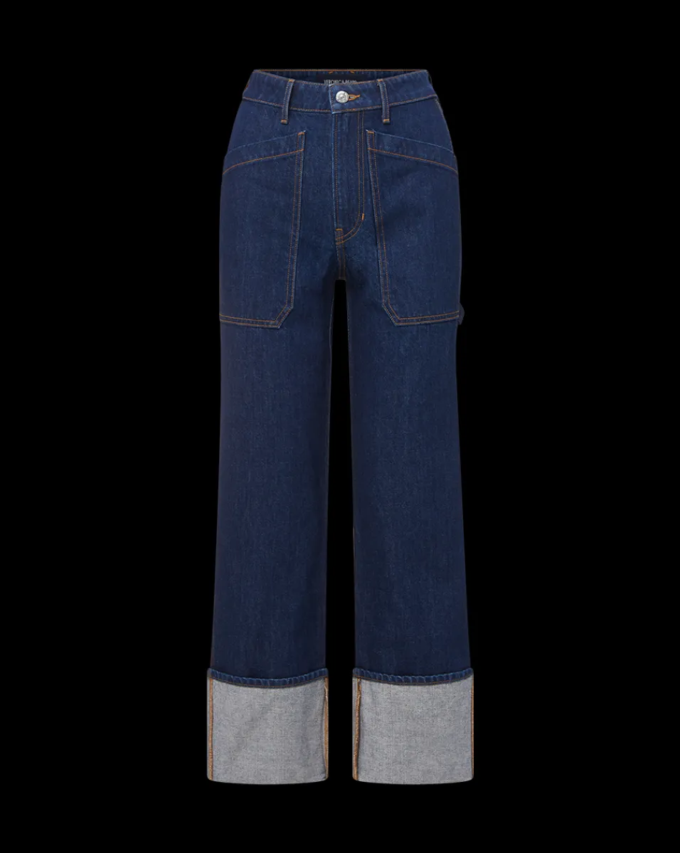 Dylan Cuffed Straight-Leg Jeans in Indigo Denim>Veronica Beard Outlet
