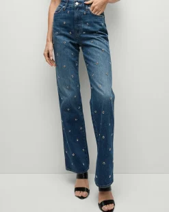 Dylan Grommet Straight-Leg Jeans in Blue Denim>Veronica Beard New