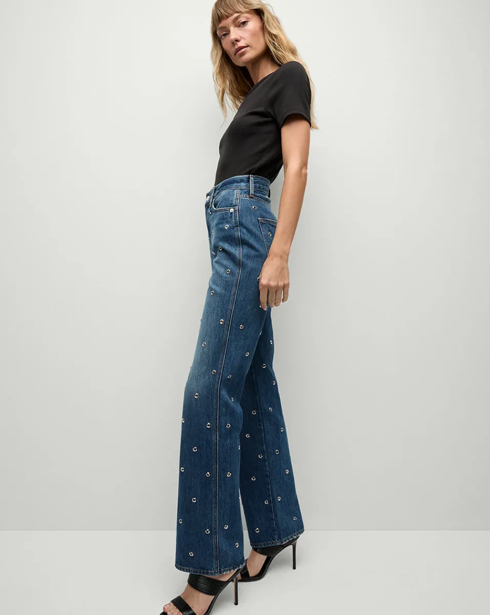 Dylan Grommet Straight-Leg Jeans in Blue Denim>Veronica Beard New