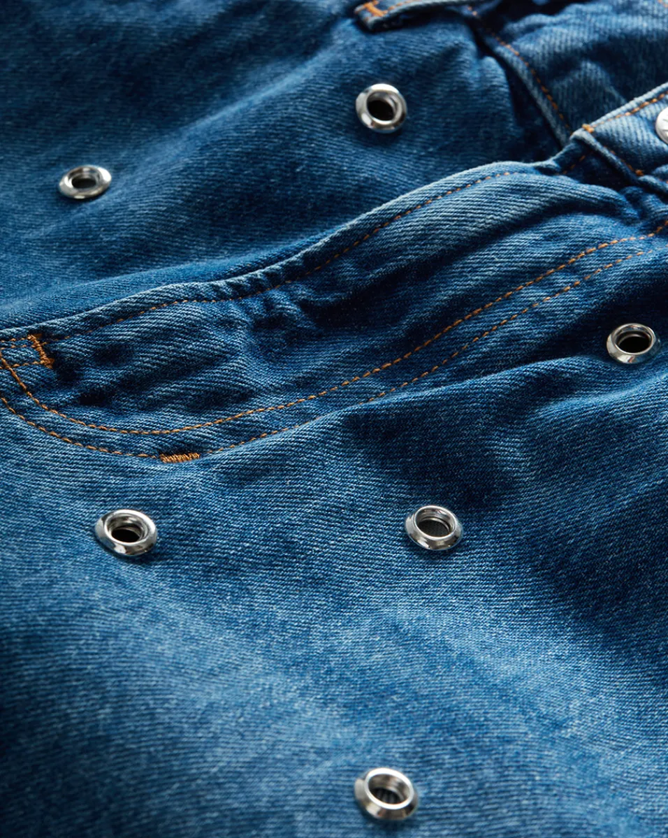 Dylan Grommet Straight-Leg Jeans in Blue Denim>Veronica Beard New