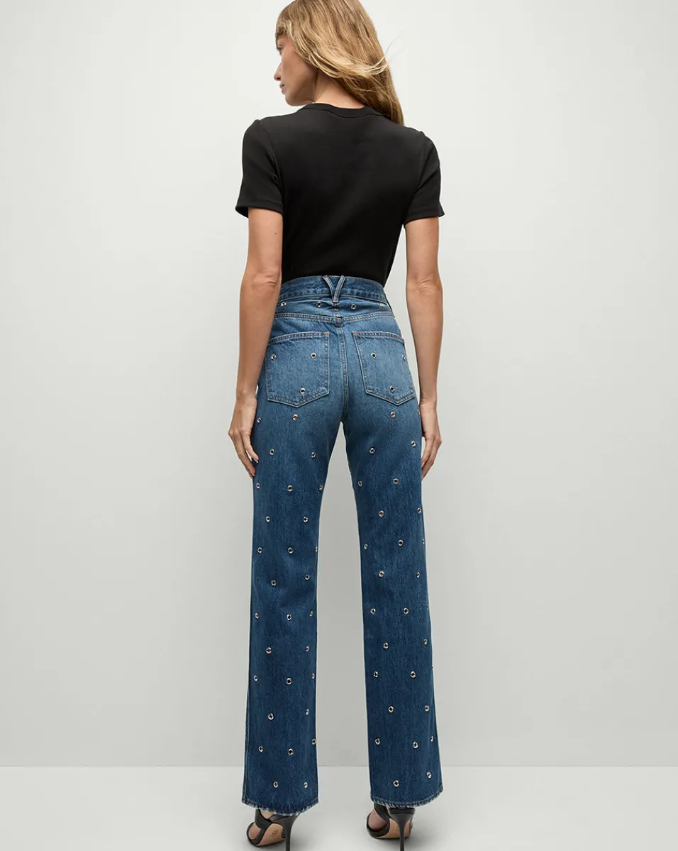 Dylan Grommet Straight-Leg Jeans in Blue Denim>Veronica Beard New