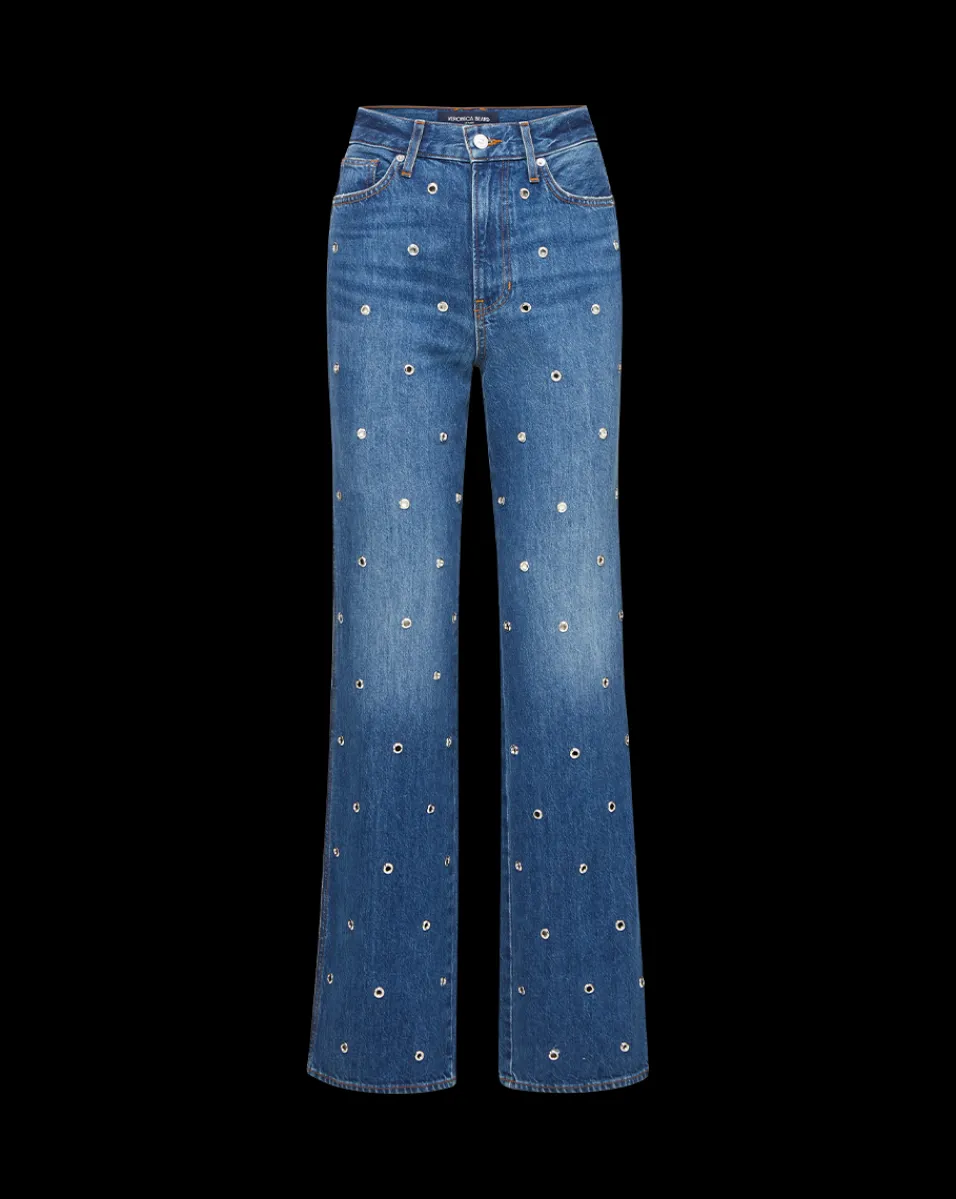 Dylan Grommet Straight-Leg Jeans in Blue Denim>Veronica Beard New