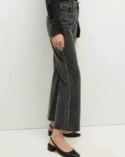 Dylan Rhinestone-Stripe Straight-Leg Jean in Washed Black>Veronica Beard Sale