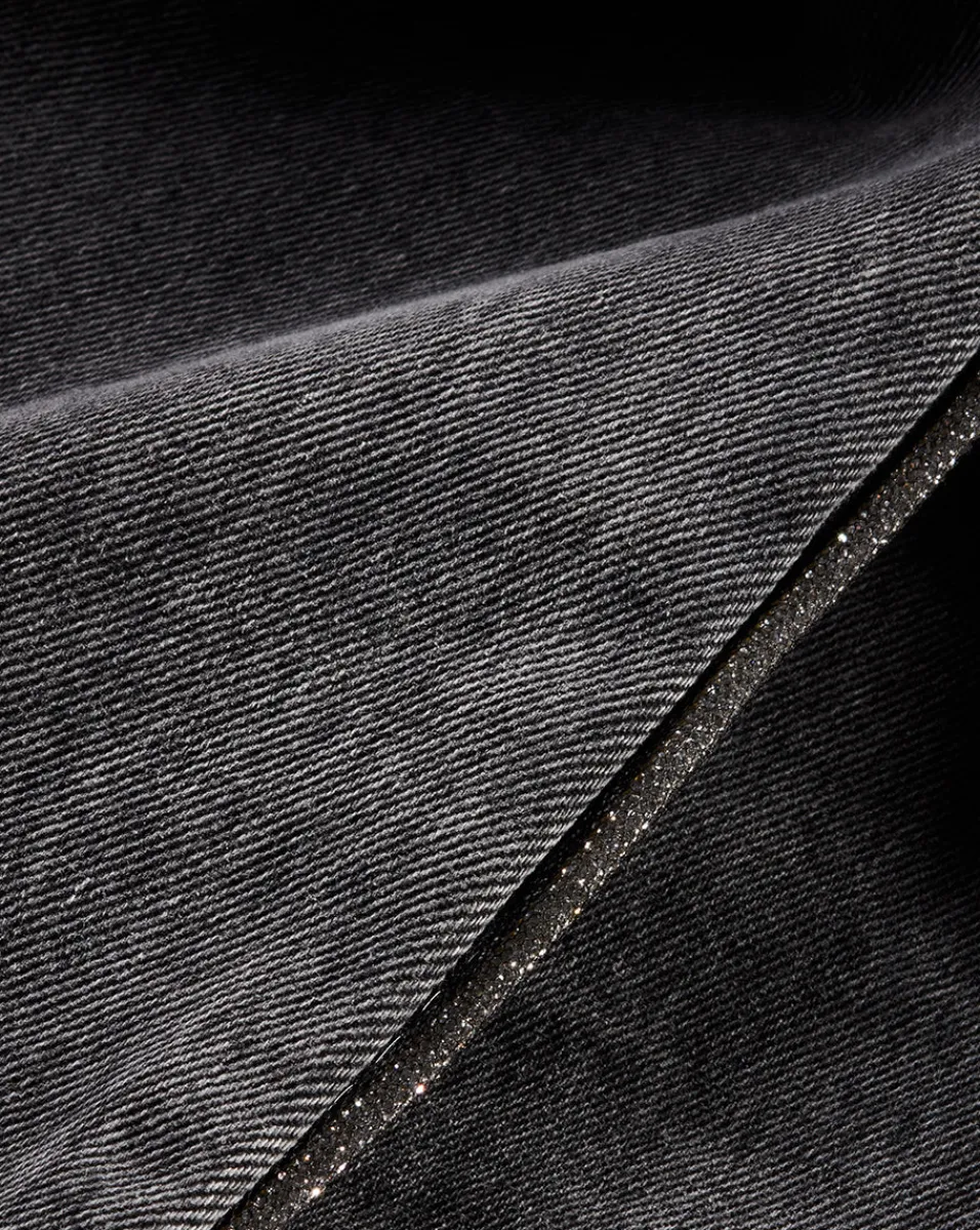 Dylan Rhinestone-Stripe Straight-Leg Jean in Washed Black>Veronica Beard Sale