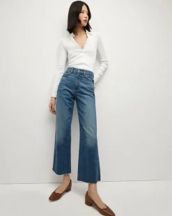 Dylan Straight-Leg Raw Hem Jean in Evening Dusk>Veronica Beard Discount