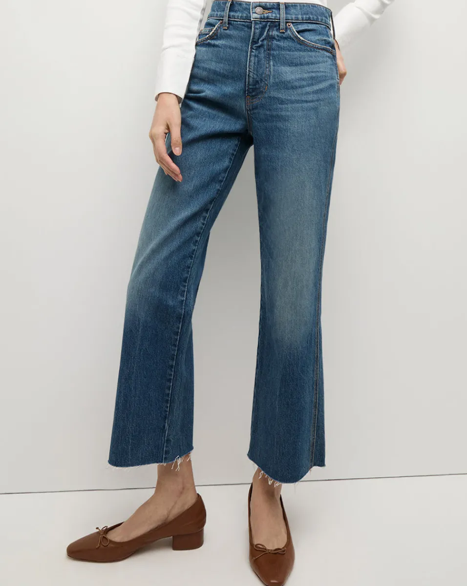 Dylan Straight-Leg Raw Hem Jean in Evening Dusk>Veronica Beard Discount