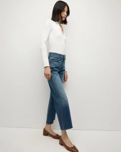 Dylan Straight-Leg Raw Hem Jean in Evening Dusk><noscript><img width=