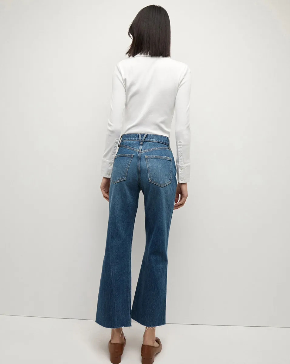 Dylan Straight-Leg Raw Hem Jean in Evening Dusk>Veronica Beard Discount