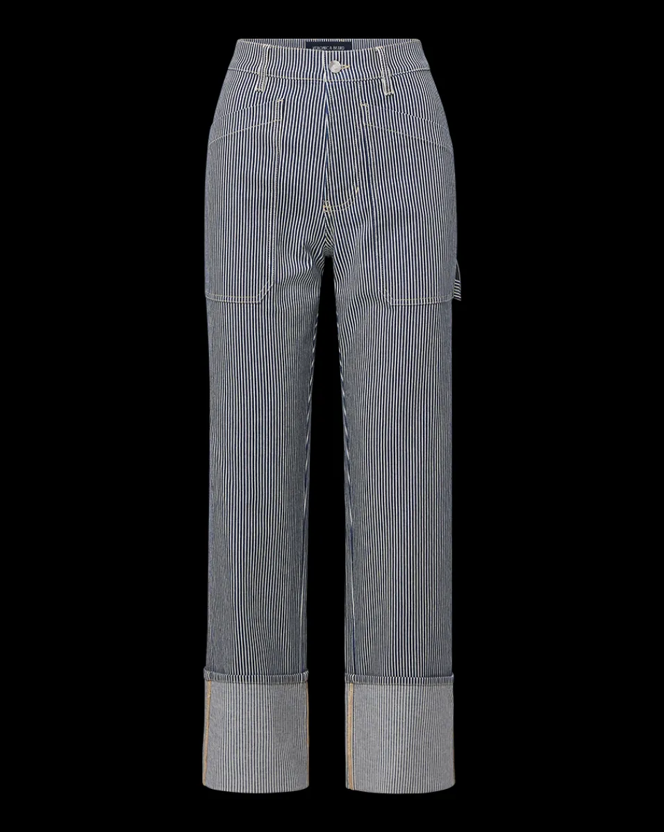 Dylan Striped Cargo Straight-Leg Jean in Solstice Stripe>Veronica Beard Best