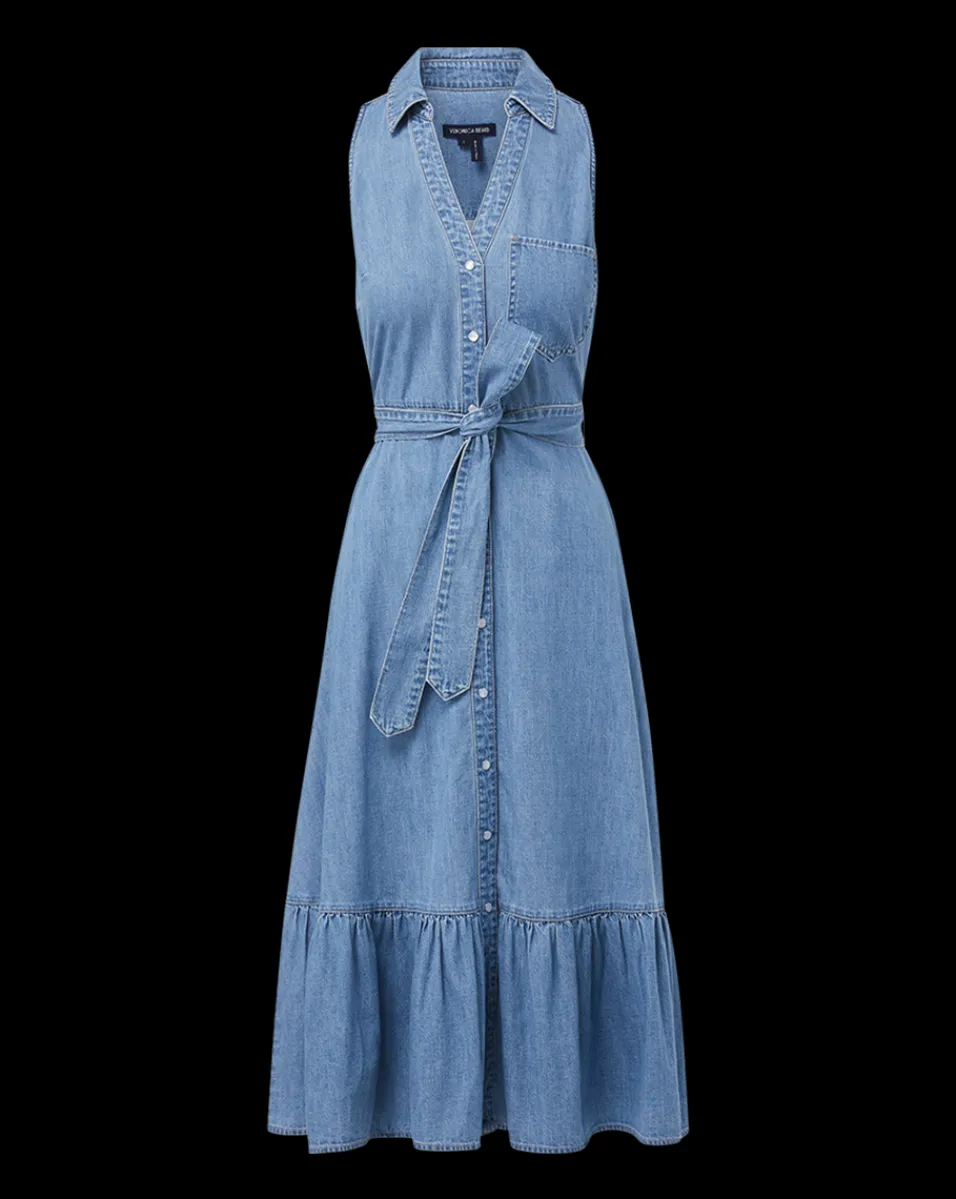 Edwina Denim Shirtdress in>Veronica Beard Discount