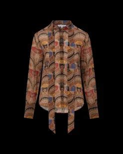 Elaine Bow Blouse in Dark Chocolate Multi><noscript><img width=