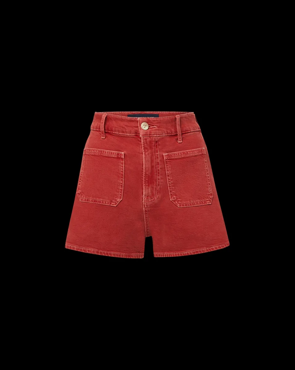 Elijah Patch-Pocket Short in Brick Red>Veronica Beard New