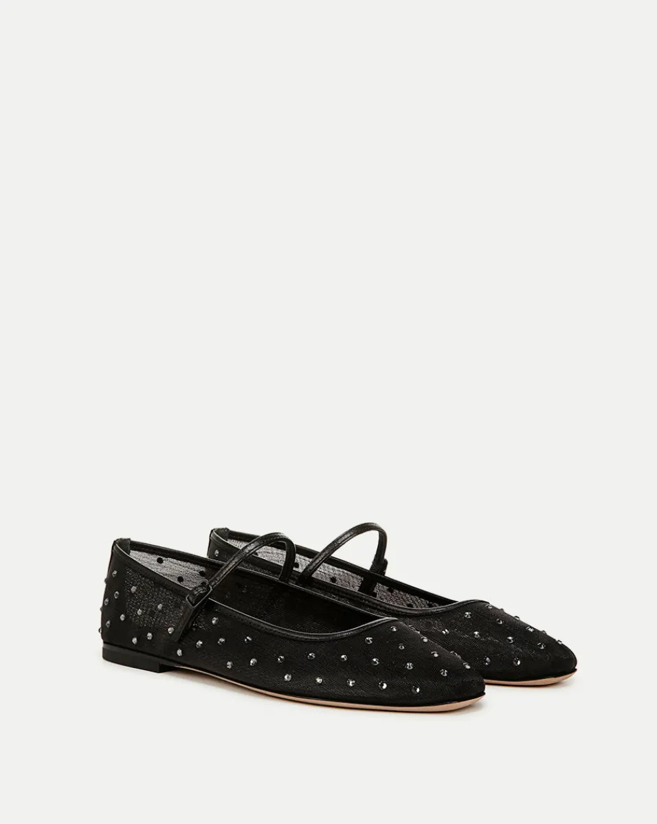 Ellie Crystal Mesh Flat in>Veronica Beard Discount