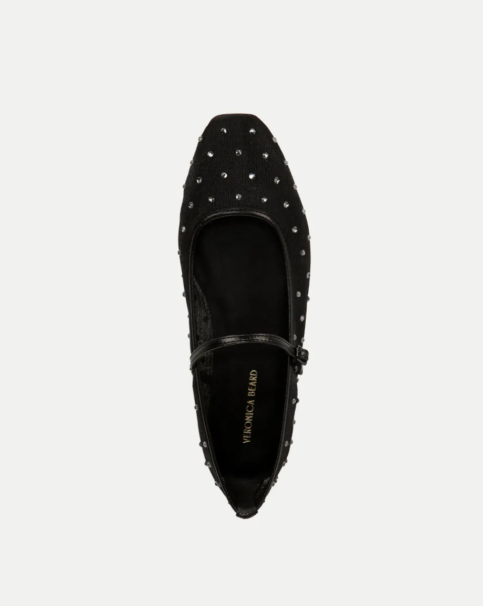 Ellie Crystal Mesh Flat in>Veronica Beard Discount