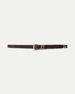 Elsa Leather Belt in Dark Brown>Veronica Beard Sale