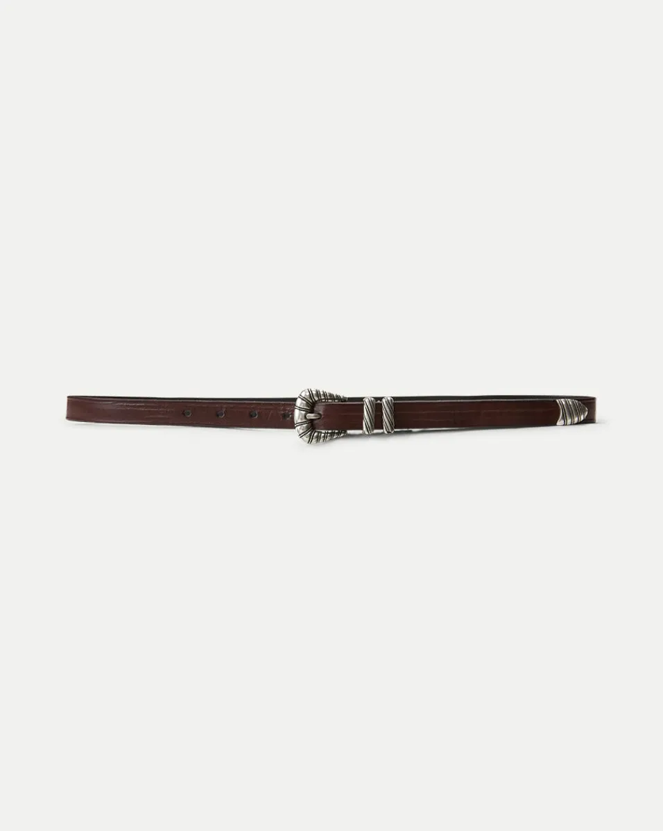 Elsa Leather Belt in Dark Brown>Veronica Beard Sale