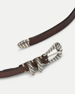 Elsa Leather Belt in Dark Brown><noscript><img width=