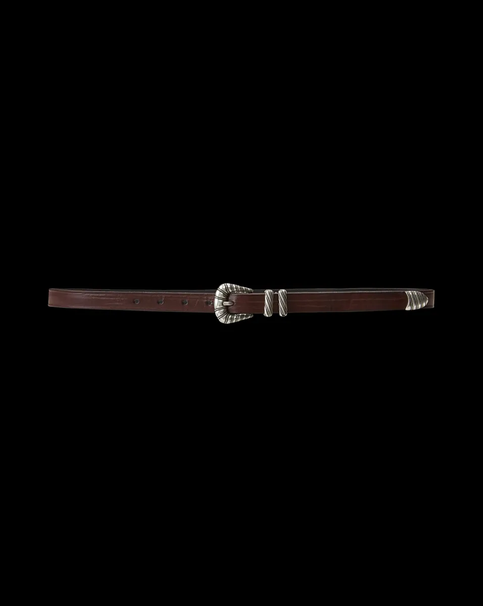 Elsa Leather Belt in Dark Brown>Veronica Beard Sale
