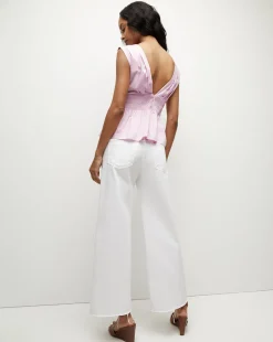 Evra Deep-V Neck Ruffle-Peplum Top><noscript><img width=