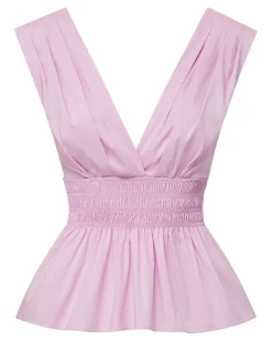 Evra Deep-V Neck Ruffle-Peplum Top><noscript><img width=