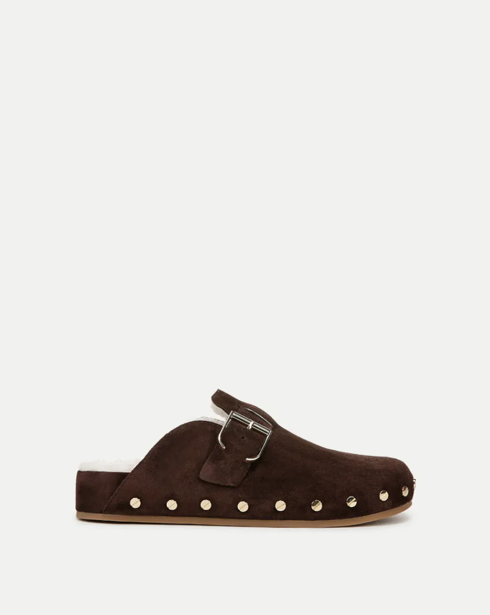 Fern Shearling Clog in Brown Suede>Veronica Beard New