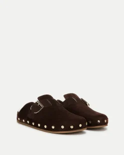 Fern Shearling Clog in Brown Suede>Veronica Beard New