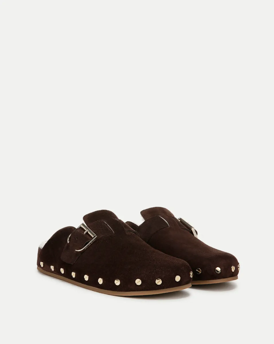 Fern Shearling Clog in Brown Suede>Veronica Beard New