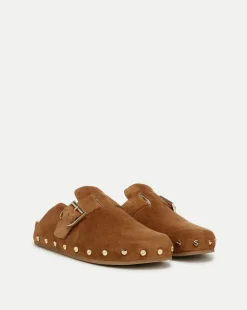 Fern Shearling Clog in Tan Suede>Veronica Beard Clearance