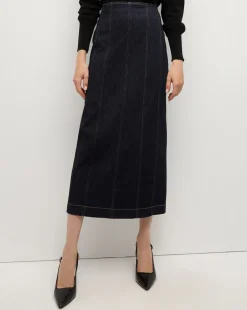 Fiona Maxi Denim Skirt in Dark Wash>Veronica Beard Outlet