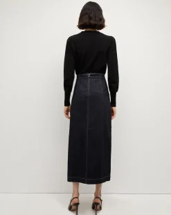 Fiona Maxi Denim Skirt in Dark Wash><noscript><img width=