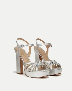 Flavia Silver Platform Sandal Heel>Veronica Beard Discount