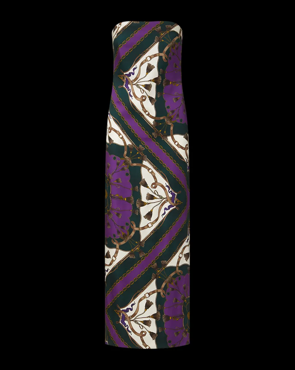Flora Silk Strapless Maxi Dress in Green & Purple>Veronica Beard Best