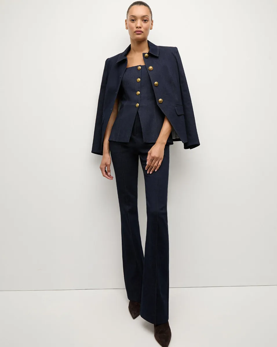 Forman Denim Bustier Top in Dark Wash>Veronica Beard New