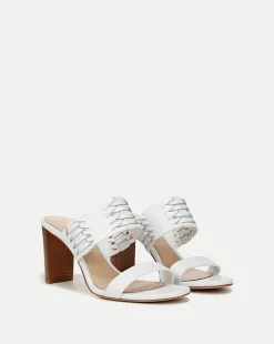 Georgie White Woven Leather Heeled Sandal>Veronica Beard