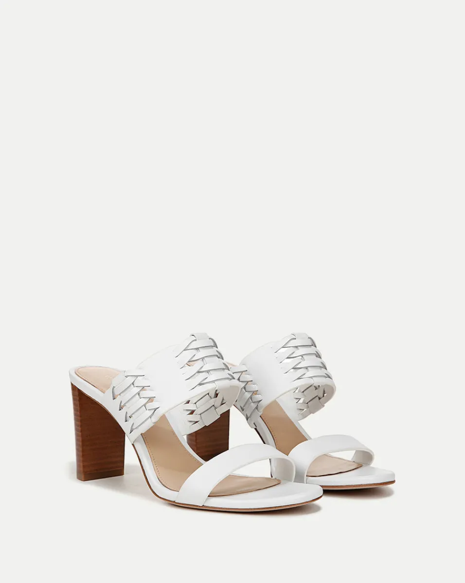 Georgie White Woven Leather Heeled Sandal>Veronica Beard
